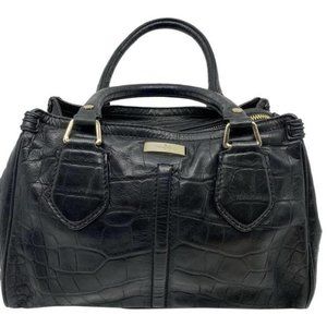 cole haan croc embossed handbag black leather tote